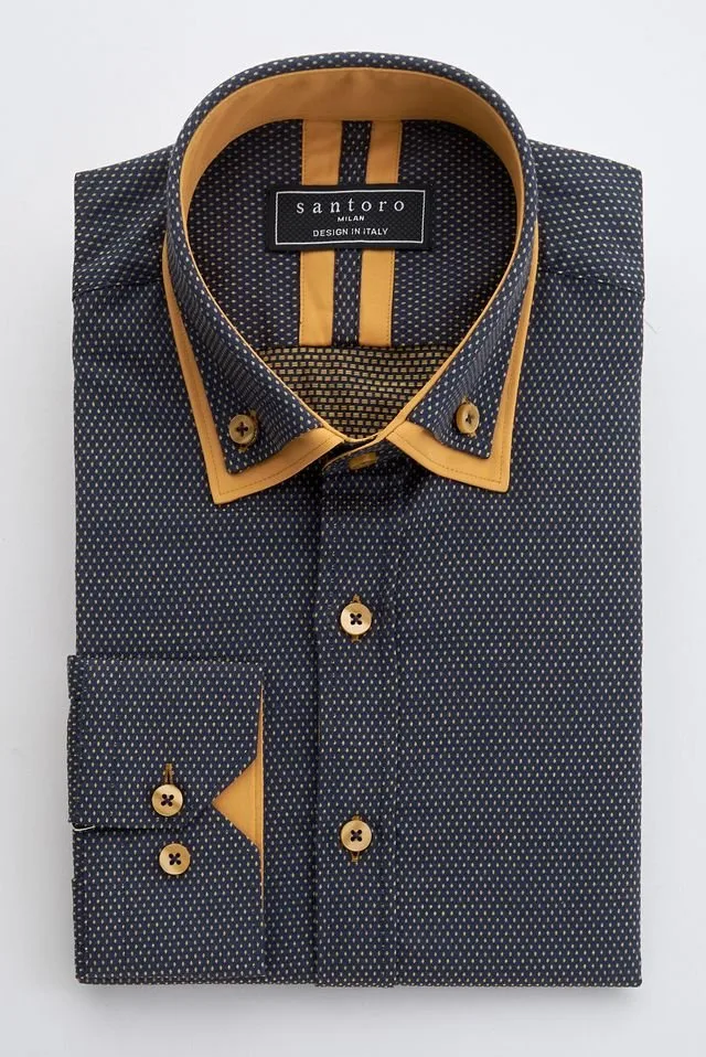 Navy & Mustard Contrast Collar Shirt: the shop's own photo