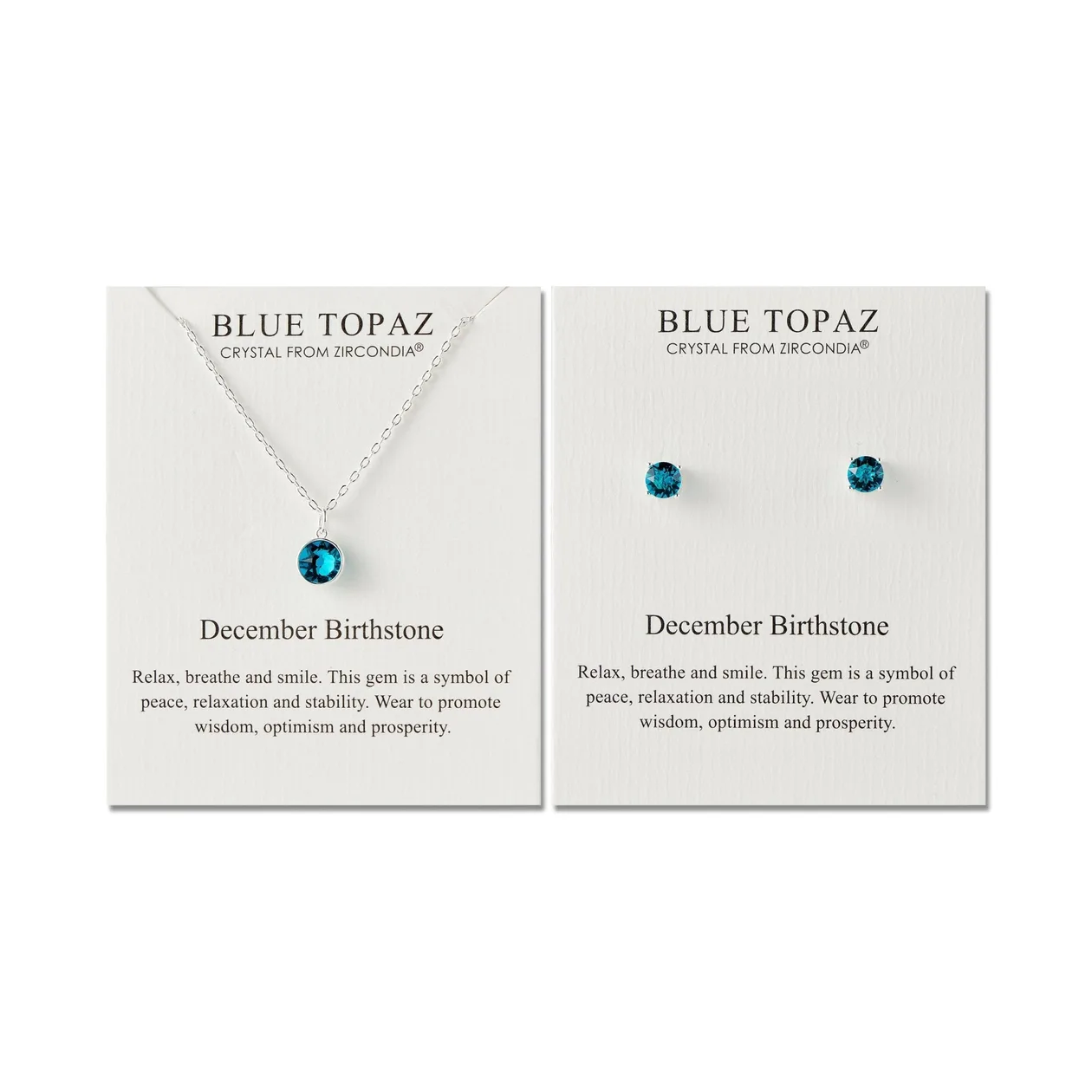 December (Blue Topaz) Birthstone Necklace & Earrings Set Created with Zircondia® Crystals: the shop's own photo