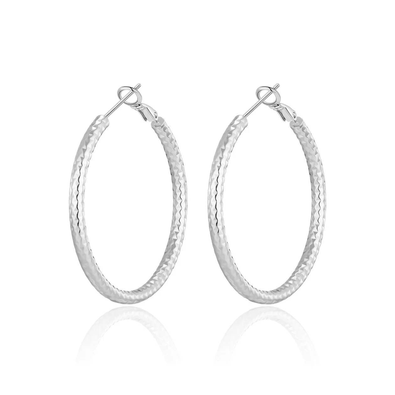 Silver Plated 40mm Diamond Cut Hoop Earrings: the shop's own photo