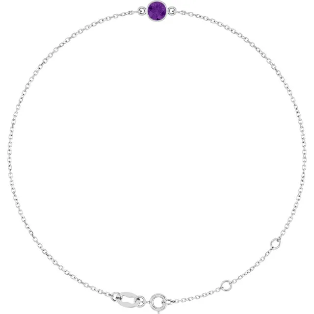 1-Stone Natural Amethyst & Round Bezel-Set Link Bracelet In Set - 18k Yellow Gold / 0.50 Carat / Lab-Grown-AAA: the shop's own photo