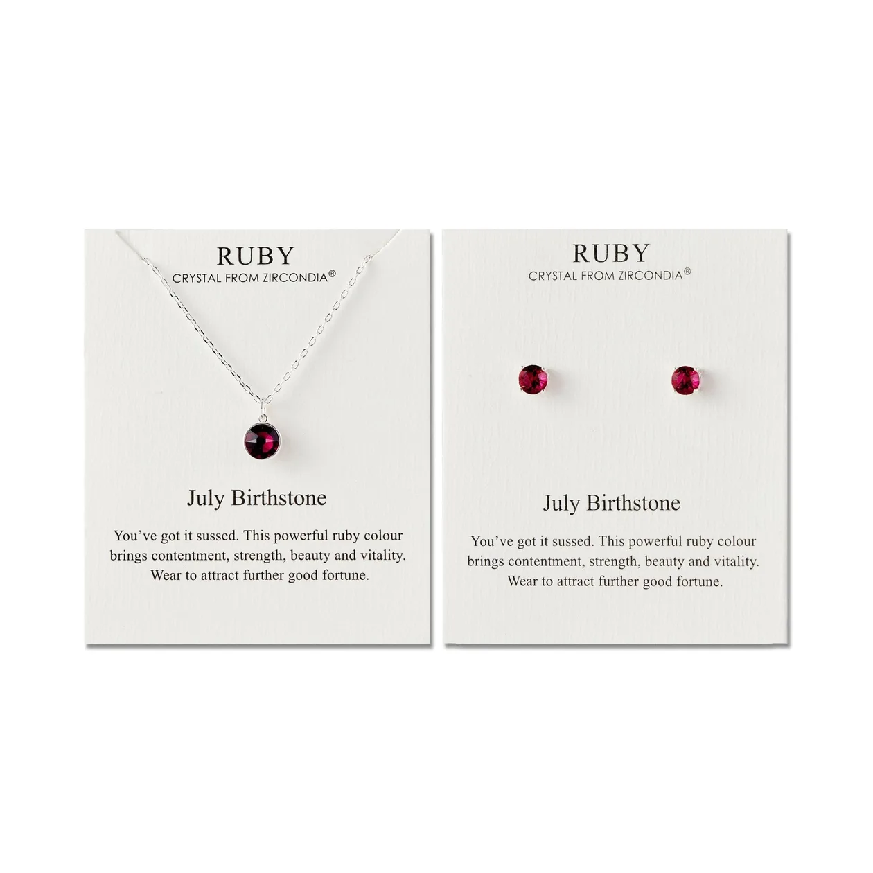 July (Ruby) Birthstone Necklace & Earrings Set Created with Zircondia® Crystals: the shop's own photo