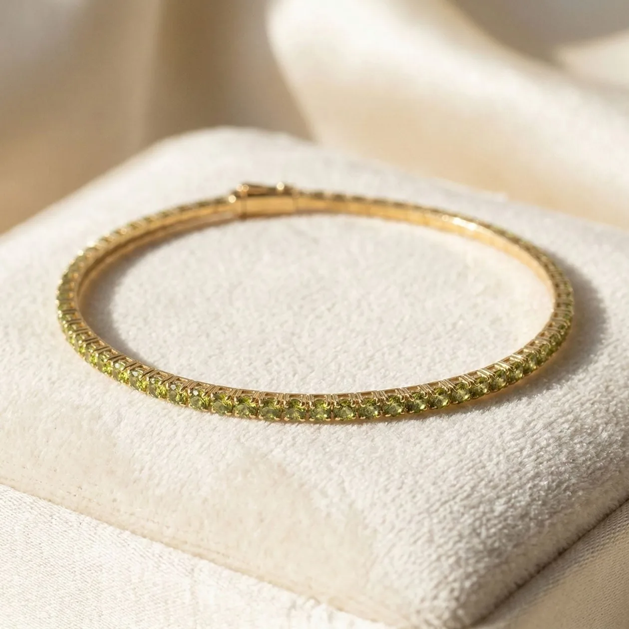 Peridot August Birthstone Dainty Tennis Bracelet: the shop's own photo