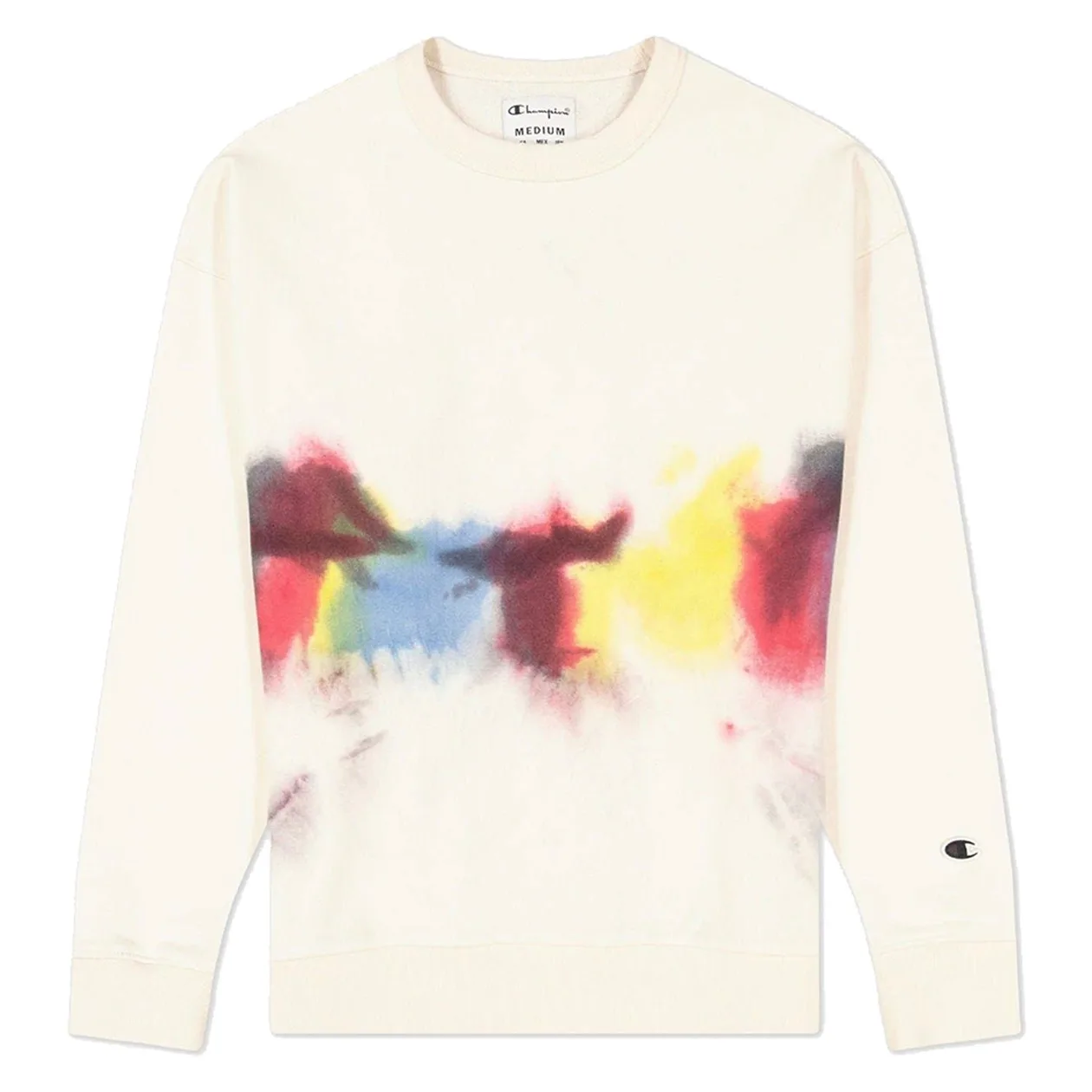 Champion Natural Tie Dyed Crew Neck Sweat - Egret | Size: S: the shop's own photo