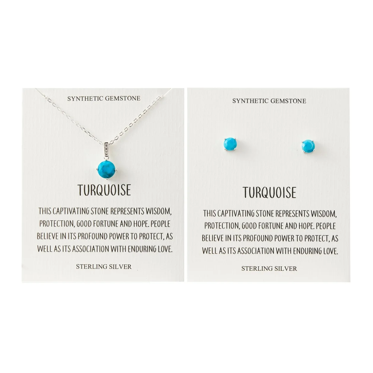 Sterling Silver Synthetic Turquoise Gemstone Set with Quote Card: the shop's own photo