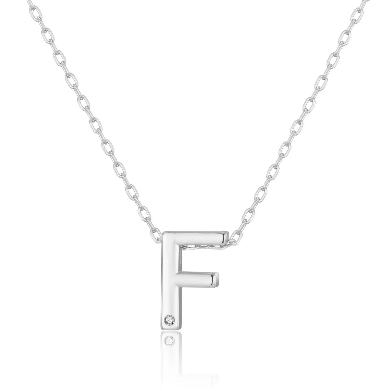 Customisable Initial Necklace (A-Z) with Option of Birthstone Charm - F: the shop's own photo