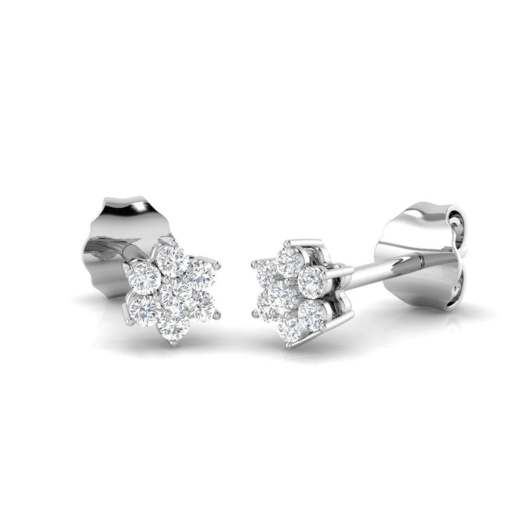 Lab Grown Halo Cluster Stud Earrings | Gold & Platinum | UK Made - 950 Platinum / 0.25 Carat / Natural Diamond(F-VS): the shop's own photo