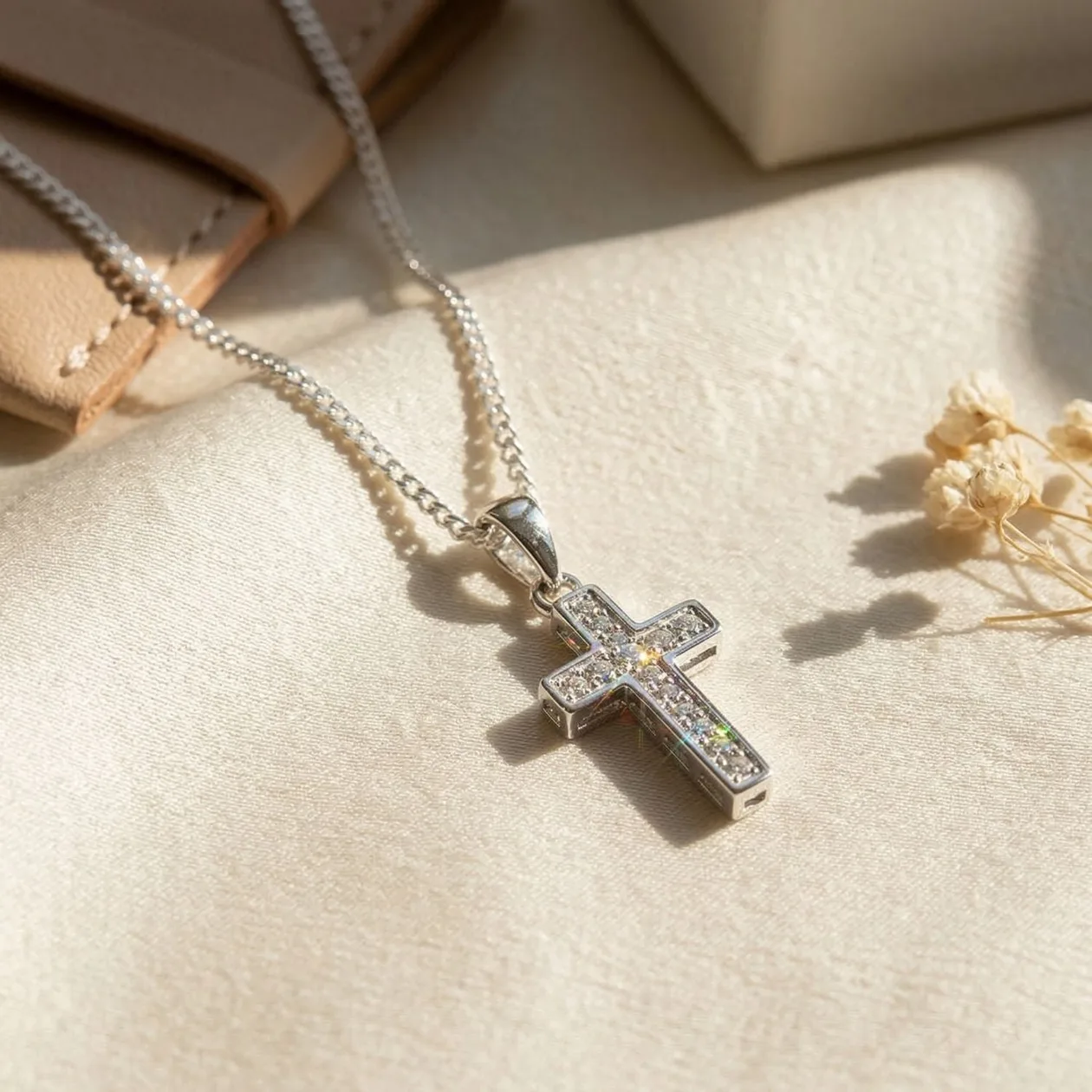 CZ Meaningful Silver Cross Pendant Necklace: the shop's own photo