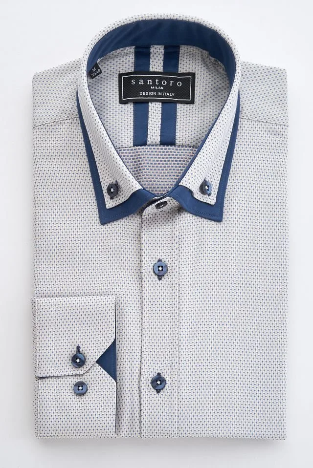 Blue Contrast Trim Shirt: the shop's own photo
