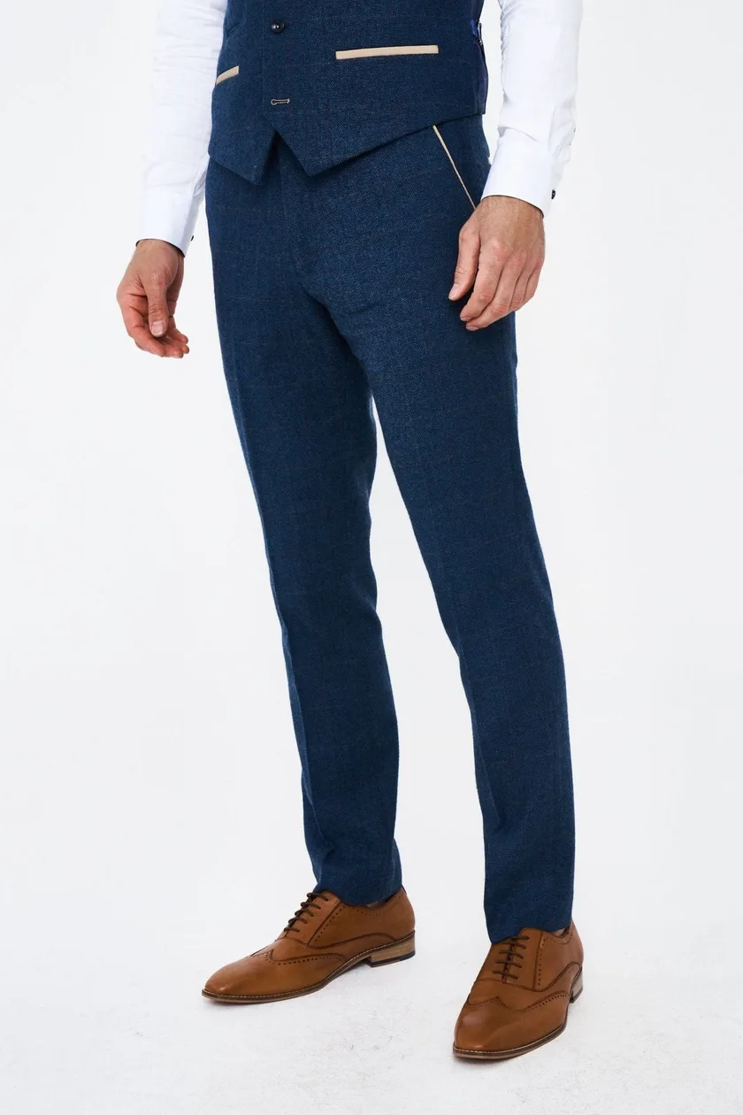 Marc Dracy Dion Blue Tweed Trousers: the shop's own photo