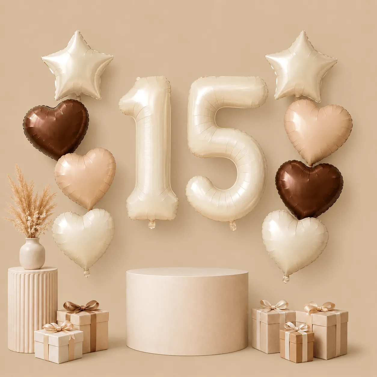 15th Birthday Boho Neutral Balloon Set: the shop's own photo