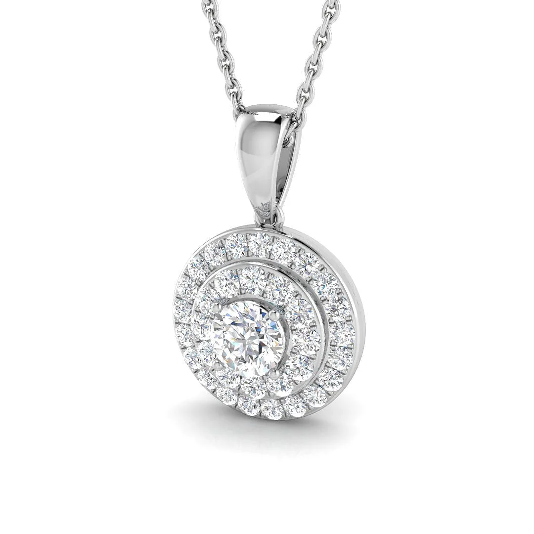 Spiral Diamond Pendant Necklace | Lab-Grown & Natural Diamond Necklace - 9k White Gold / Natural Diamond(F/SI) / 0.50 Carat: the shop's own photo