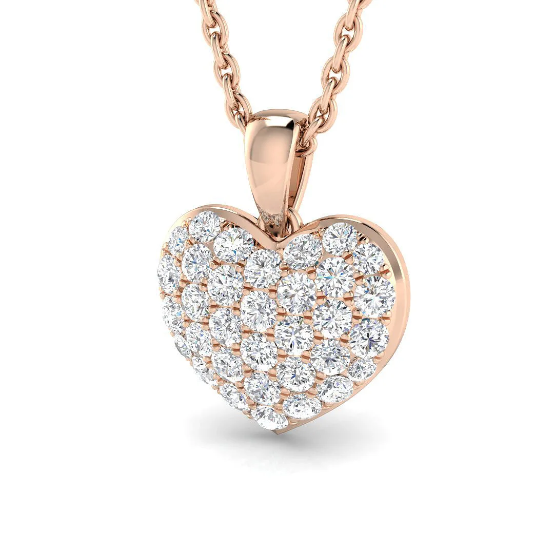 Heart-Shaped Diamond Pendant | Elegant Heart Diamond Pendant Without Chain - 9k Rose Gold / Natural Diamond(F/SI) / 0.33 Carat: the shop's own photo