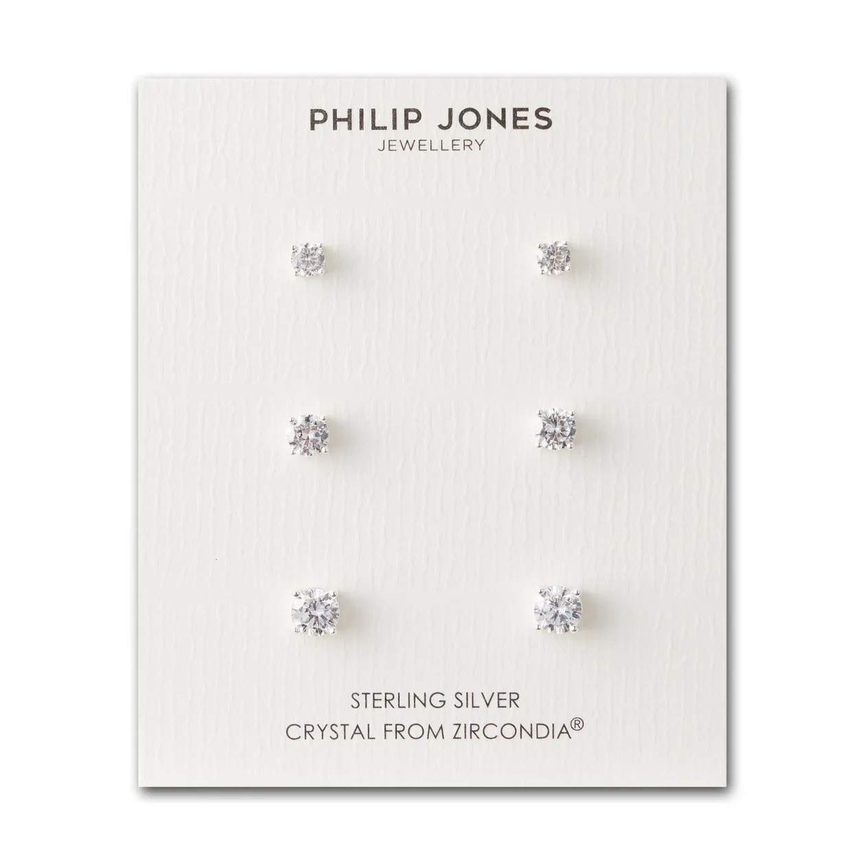 Sterling Silver 3 Pack of 4, 5, and 6mm Earrings Created with Zircondia® Crystals: the shop's own photo