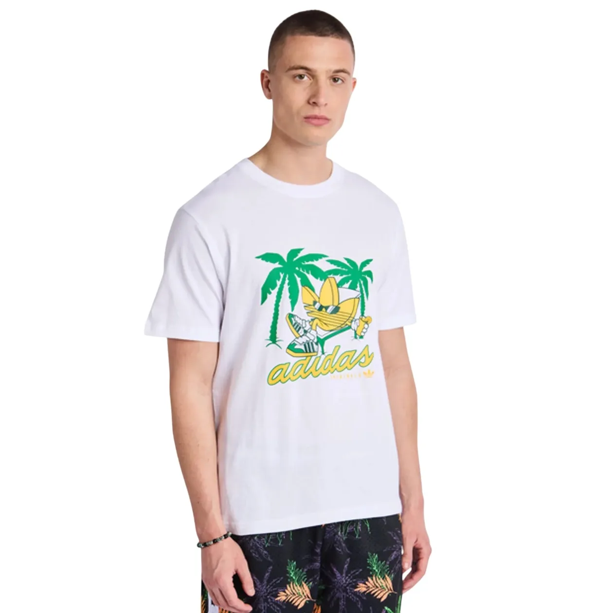 adidas Originals Men's Graphic Trefoil Sun T-Shirt - White | Size: XS: the shop's own photo