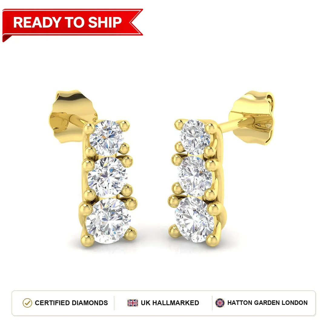 1.1 Carat D-E/VS Lab Grown Diamond Drop Earring 9k Yellow Gold Ready To Ship: the shop's own photo