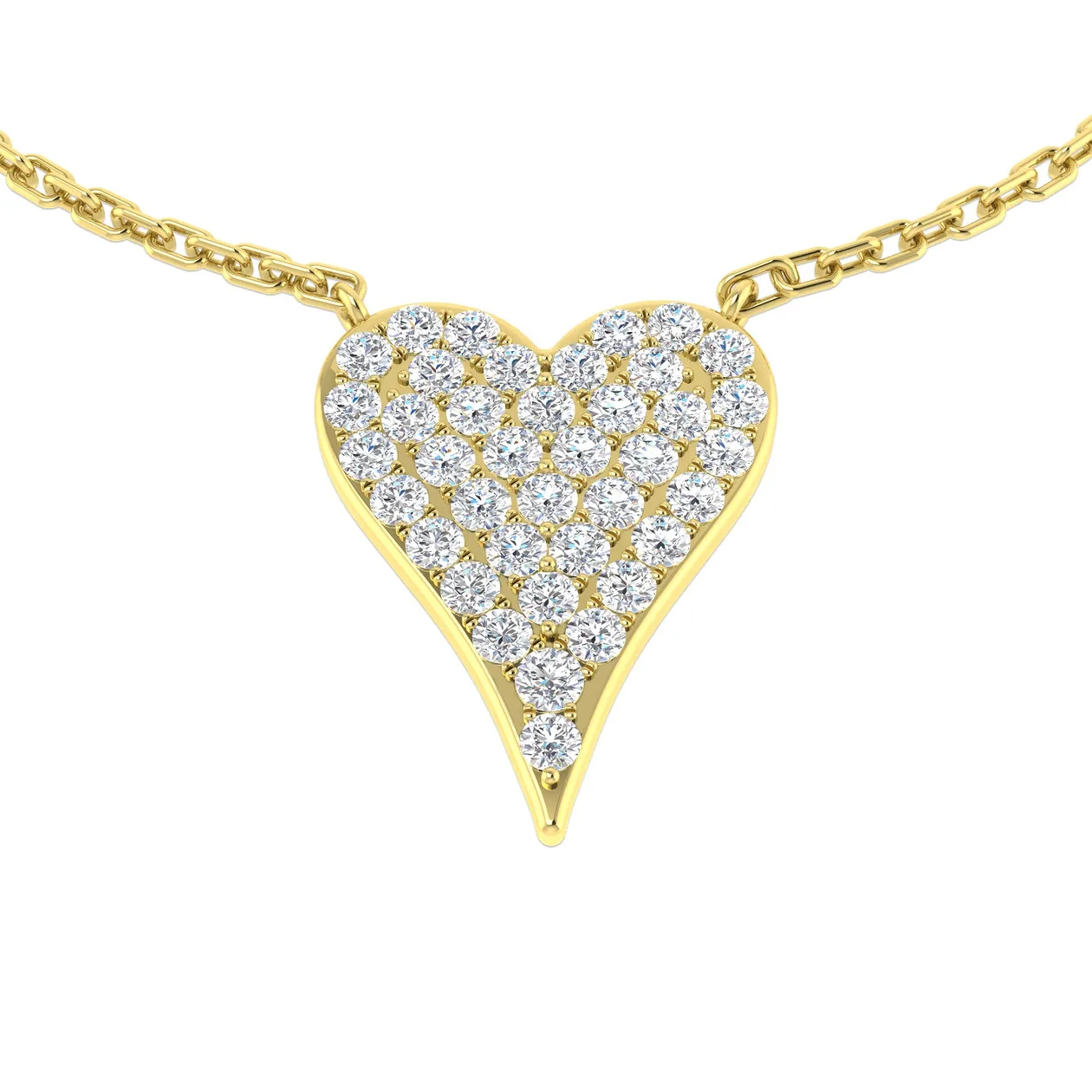 Diamond Heart Necklace | Elegant Gold Heart Pendant Without Chain - 9k Yellow Gold / Natural Diamond(F/SI) / 0.33 Carat: the shop's own photo