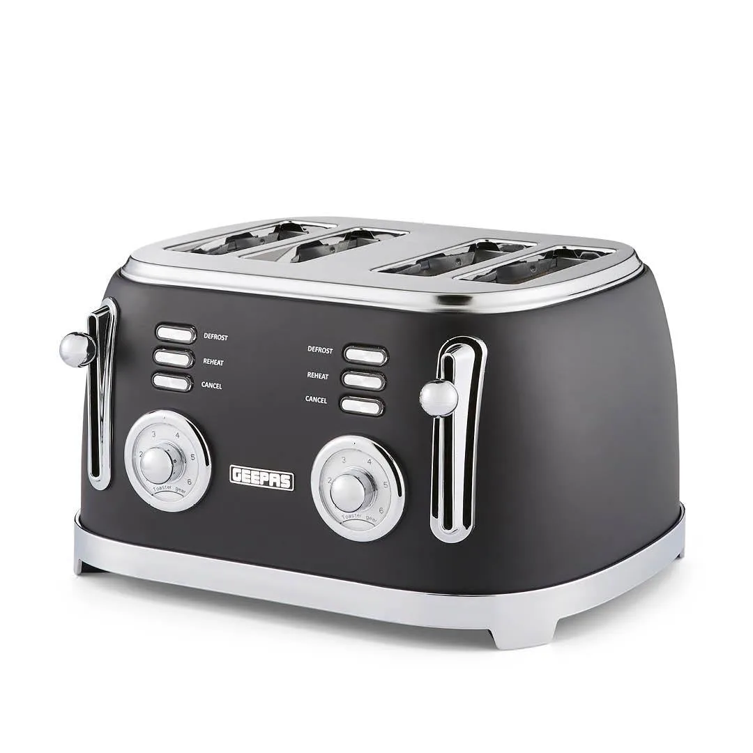 Black Retrovive 4 Slice Bread Toaster 6 Browning Levels 1500W: the shop's own photo