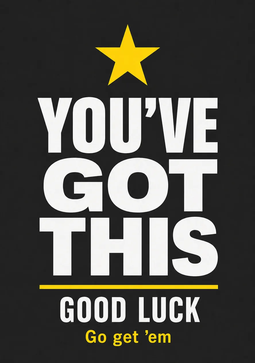 Black and Gold Star Bold You've Got This Exam Card: the shop's own photo