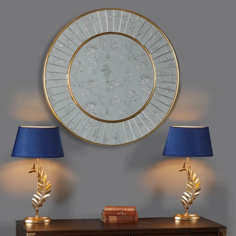 Laura Ashley Clemence Medium Round Mirror With Gold Leaf Detail Edging: the shop's own photo