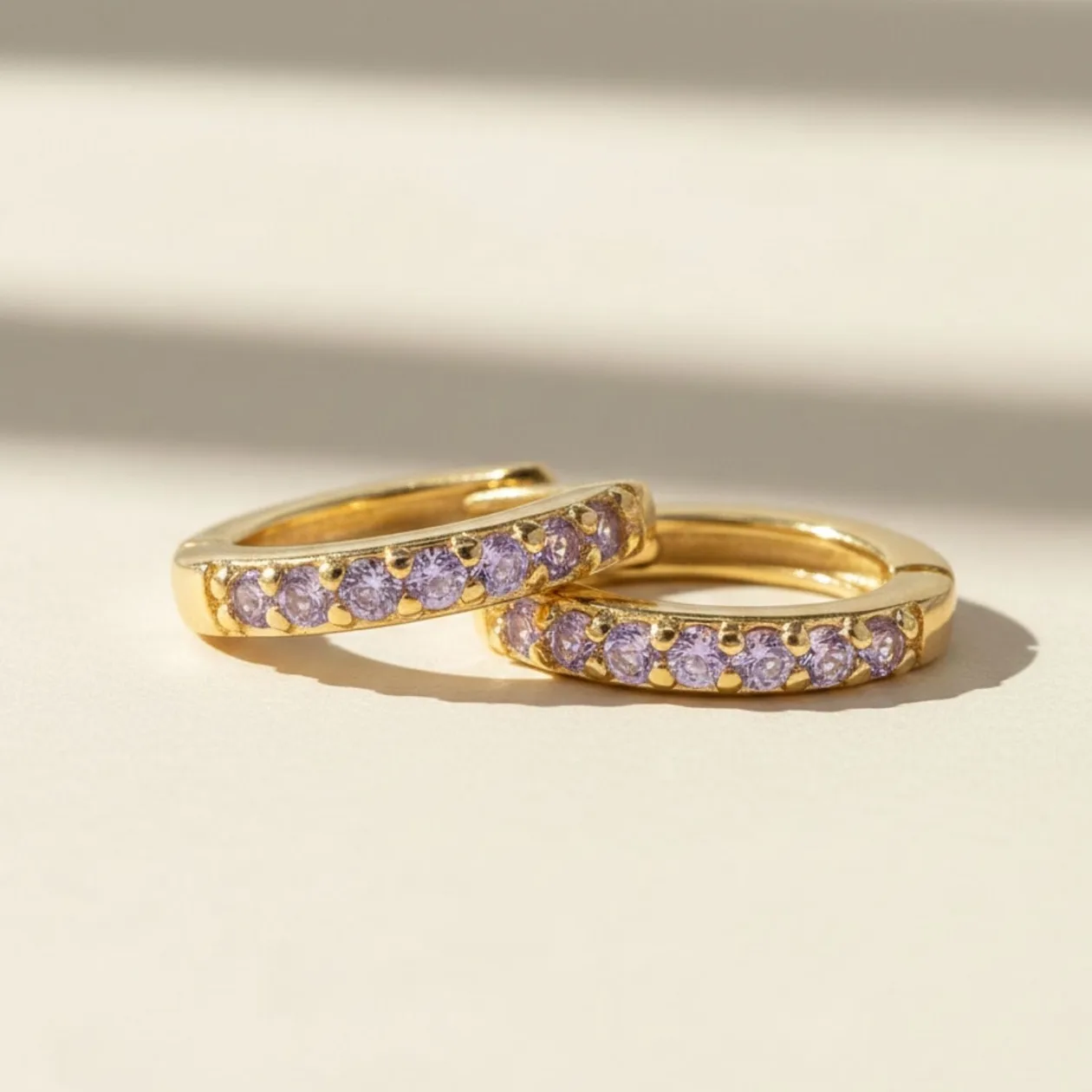 Alexandrite June Birthstone Small Huggie Hoop Earrings: the shop's own photo