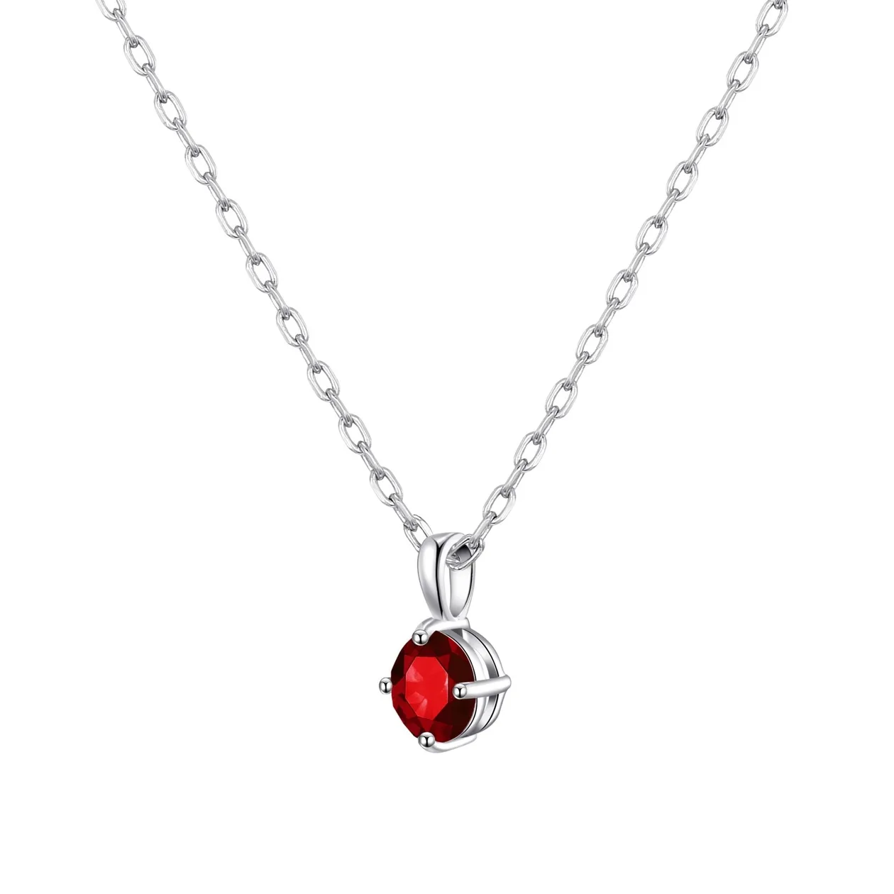 Sterling Silver Dark Red Necklace Created with Zircondia® Crystals: the shop's own photo