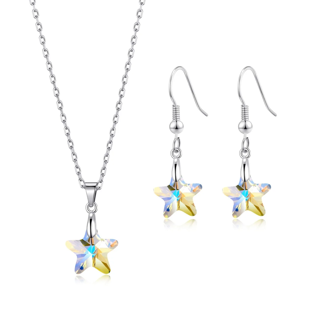 Sterling Silver Aurora Borealis Star Set Created with Zircondia® Crystals: the shop's own photo