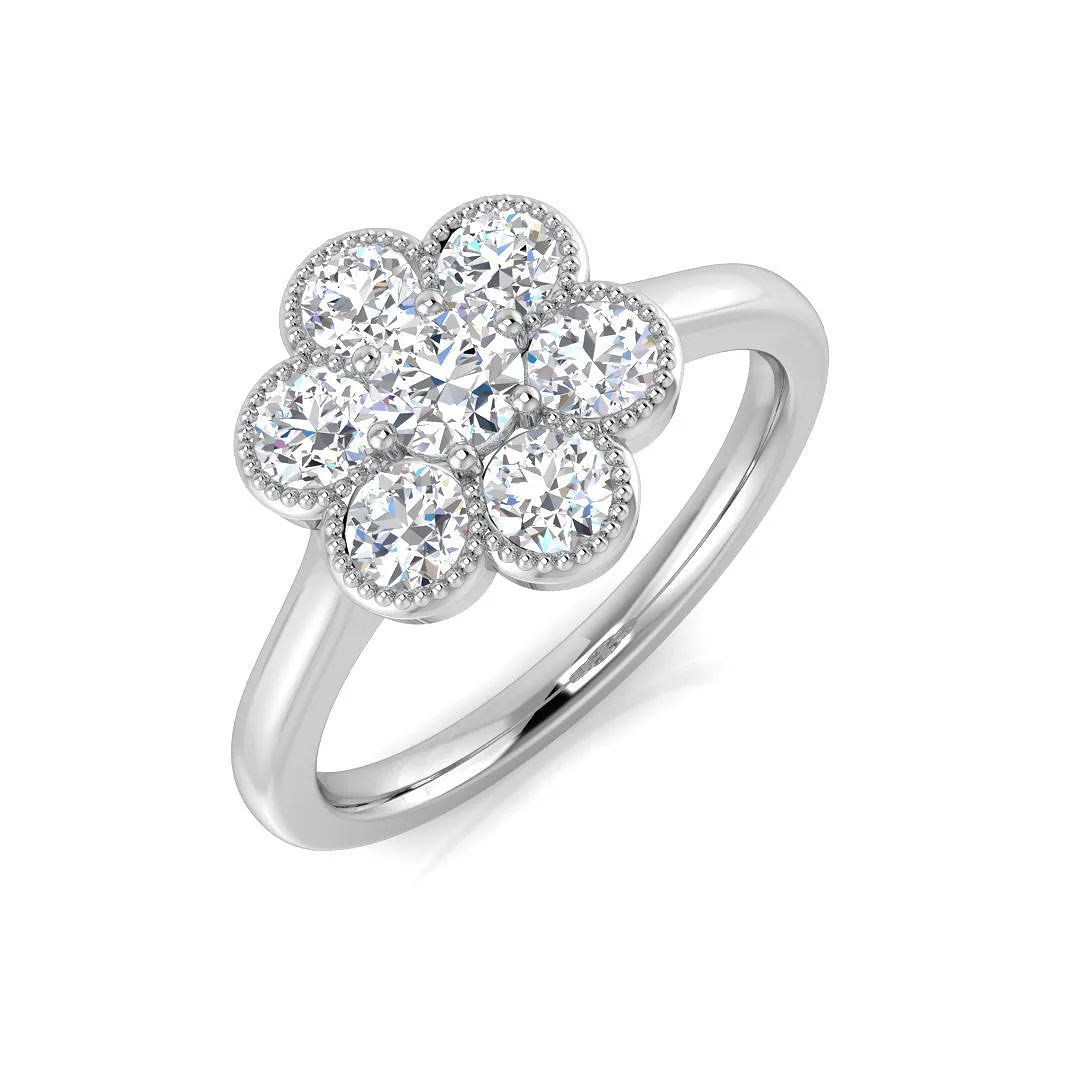 Natural & Lab-Created Round Cut Diamond 7-Stone Cluster Engagement Ring - Lab-Grown Diamond / 0.50 Carat / 18k Yellow Gold: the shop's own photo