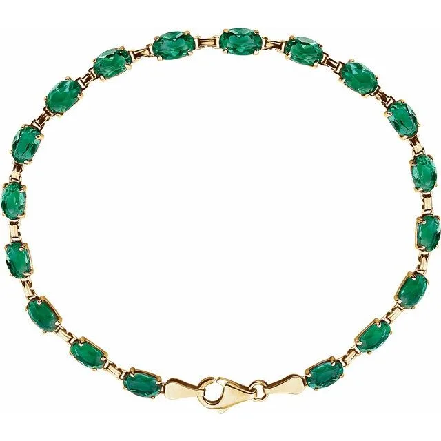 Oval Lab-Grown Emerald Line Bracelet In Gold & Platinum - 18k Yellow Gold / 1.35 Carat / Natural-AA: the shop's own photo