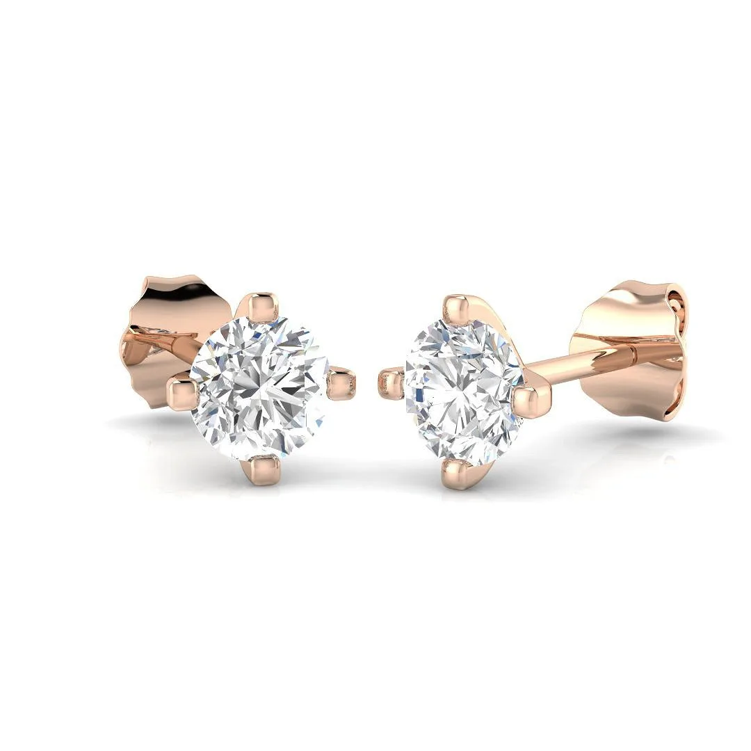 Solitaire Diamond Earrings with Round Brilliant Cut - 0.50ct Gold - 18k Rose Gold / 0.5 Carat / Lab Grown Diamond(D-VVS): the shop's own photo