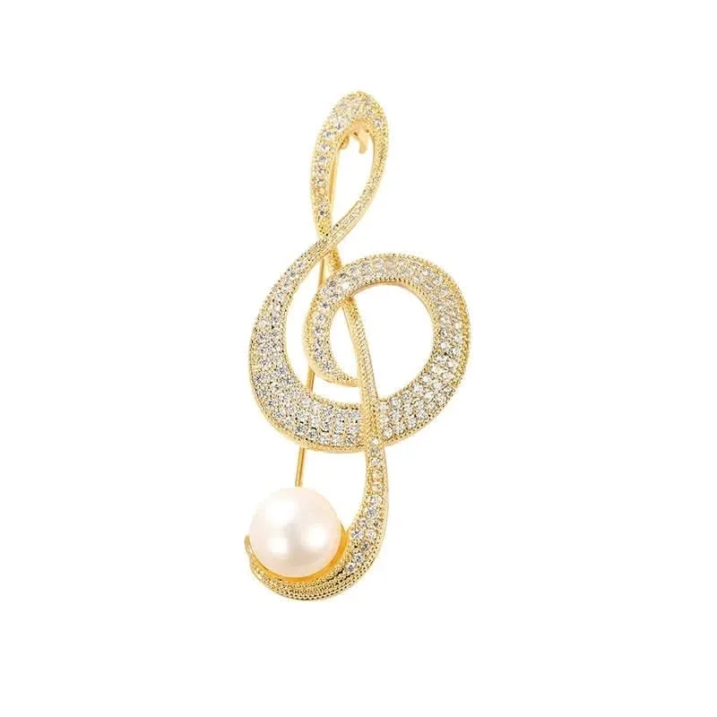 Golden Treble Clef Pearl Brooch: the shop's own photo