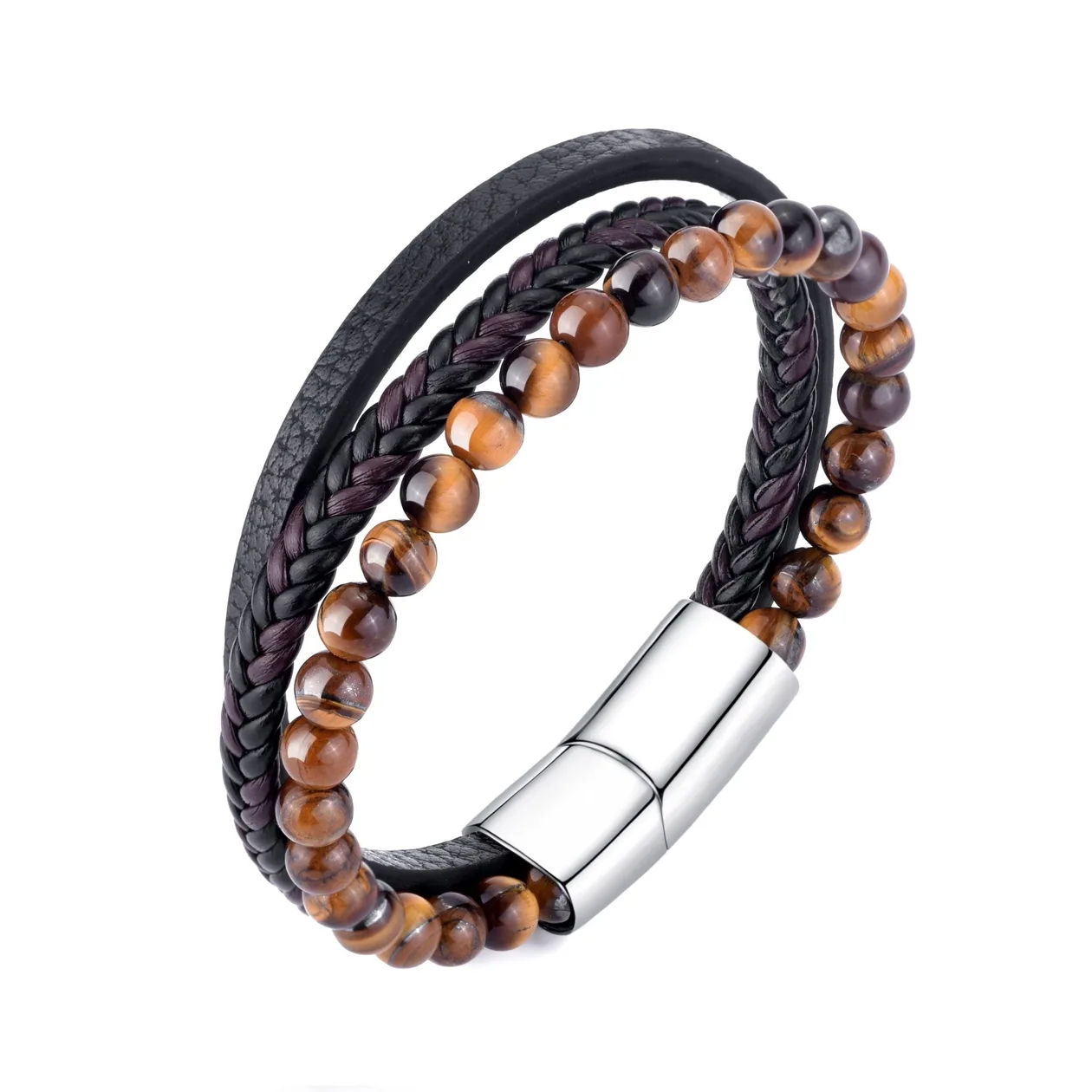 Men's Genuine Leather Tiger's Eye Bracelet: the shop's own photo