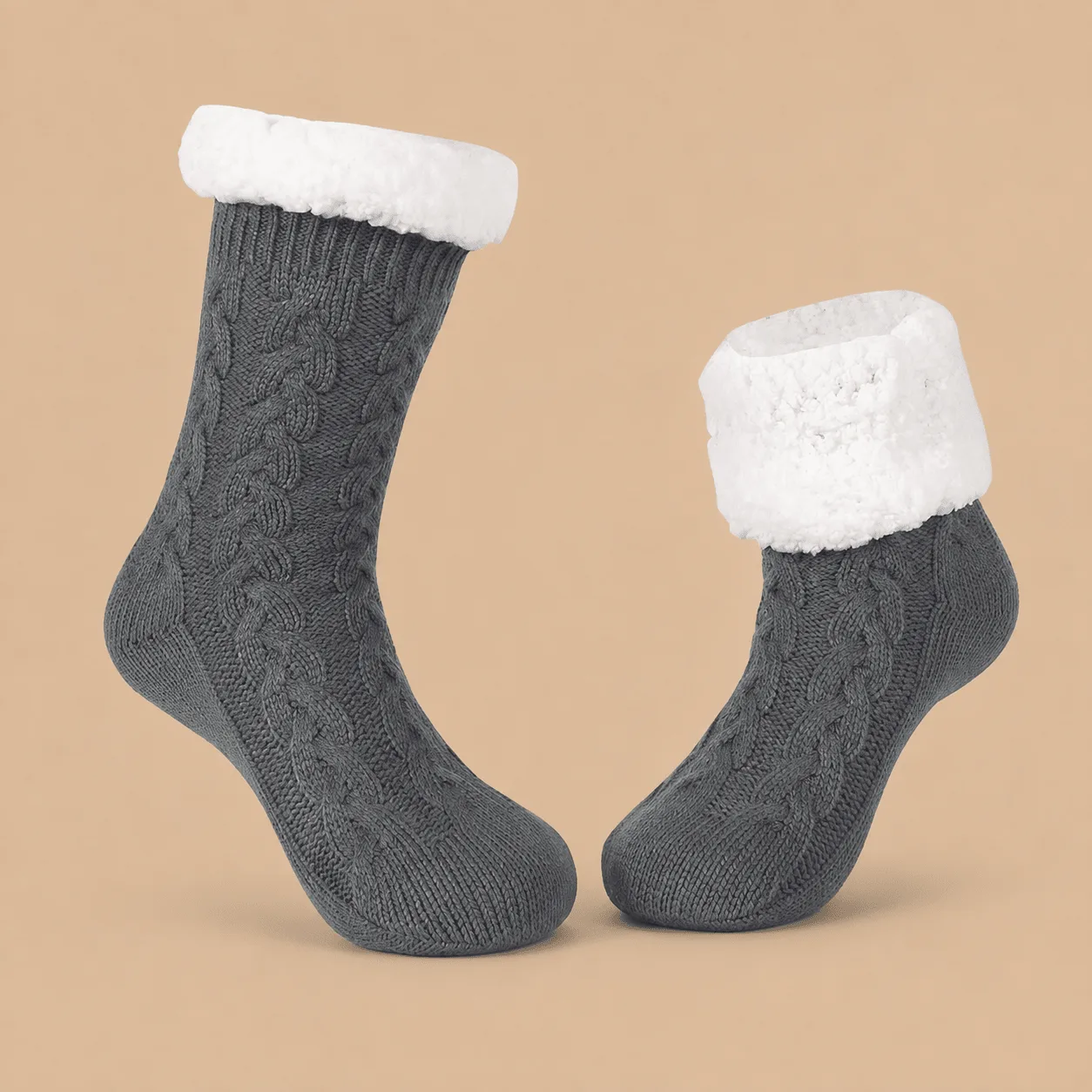 Cozy Winter Slipper Socks - Dark Gray: the shop's own photo