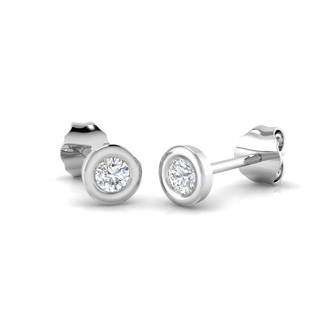 Solitaire Diamond Earrings with Lab Grown Round Cut - 0.20ct Gold - 1.25 Carat / Lab Grown Diamond(D-VVS) / 9k Rose Gold: the shop's own photo