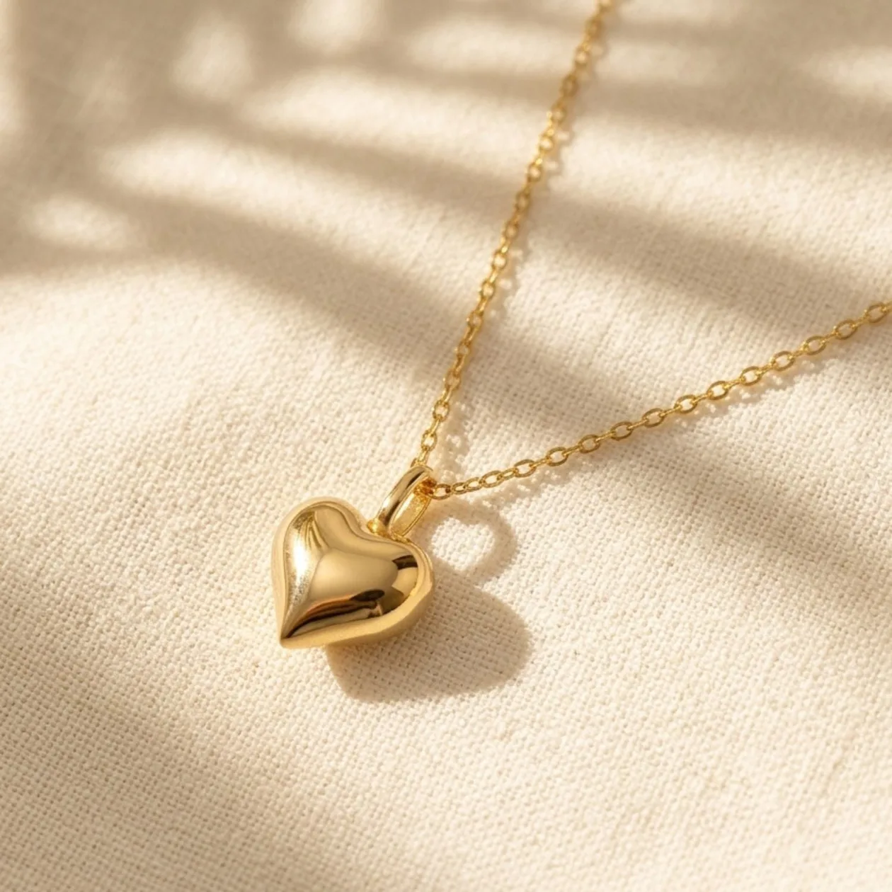 Gold Plated Puffed Heart Pendant Love Charm Necklace: the shop's own photo