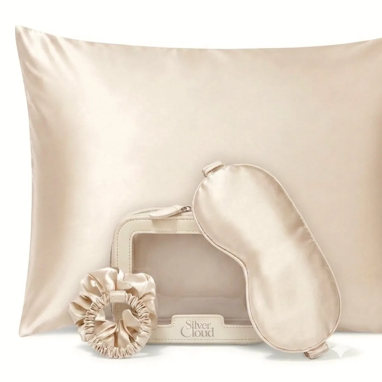 Caramel Satin+ Beauty Sleep Gift Set - Pillowcase, Sleep Mask & Scrunchies: the shop's own photo