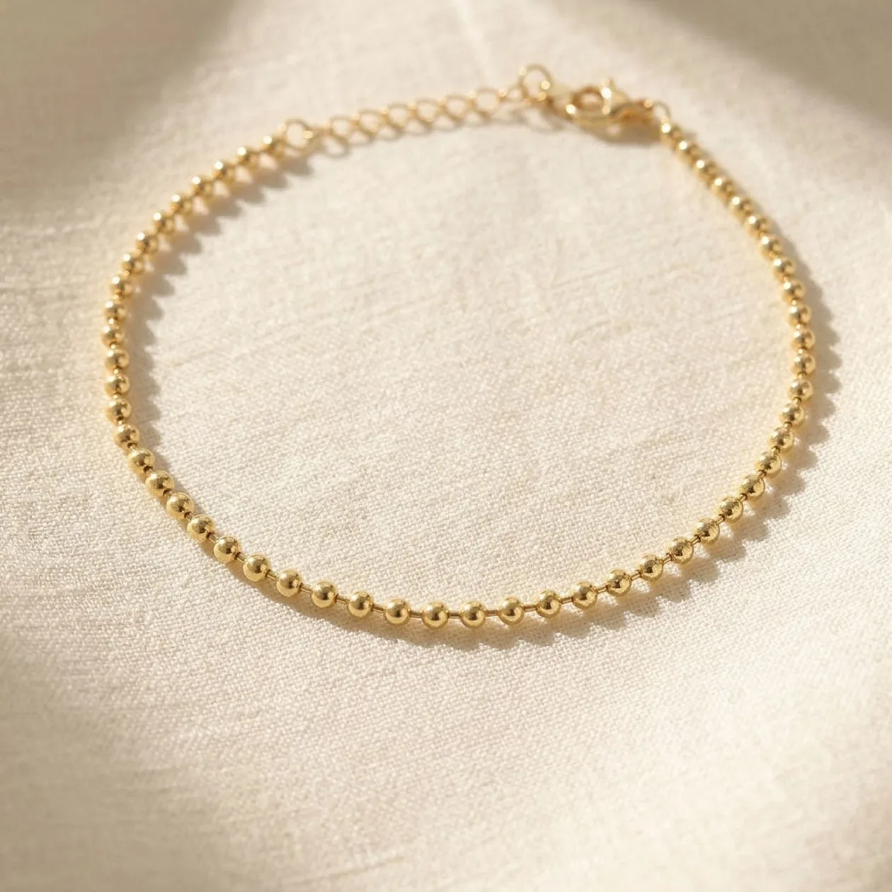 Ball Bead Chain Minimalist Dainty Gold Plated Bracelet: the shop's own photo
