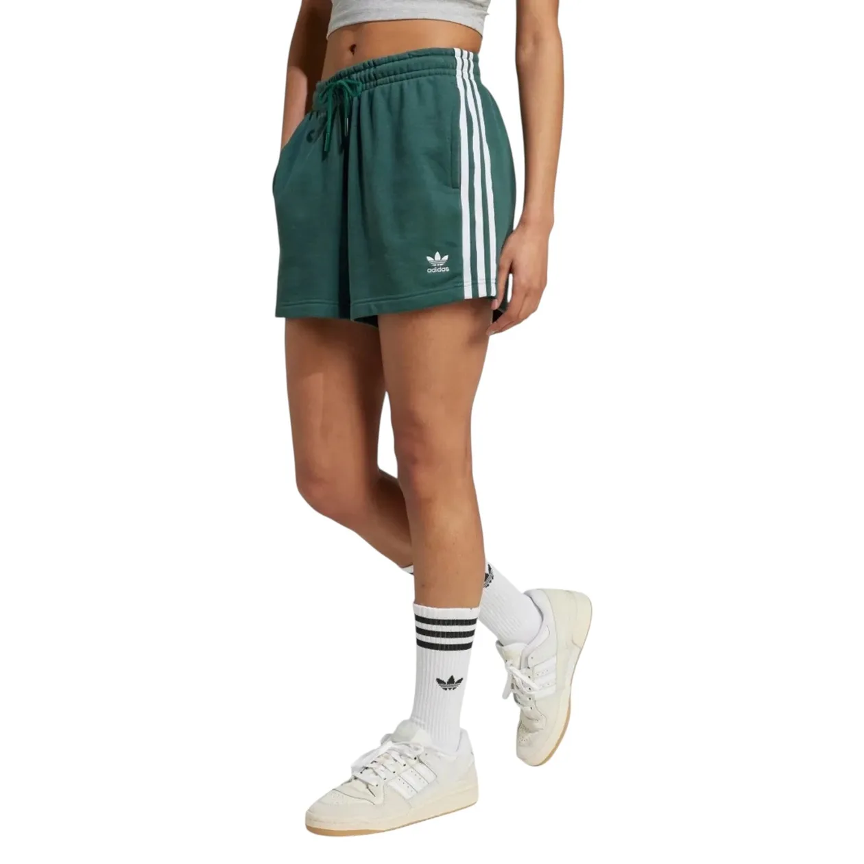 adidas Originals Women's 3-Stripes French Terry Shorts - Mineral Green | Size: XS: the shop's own photo