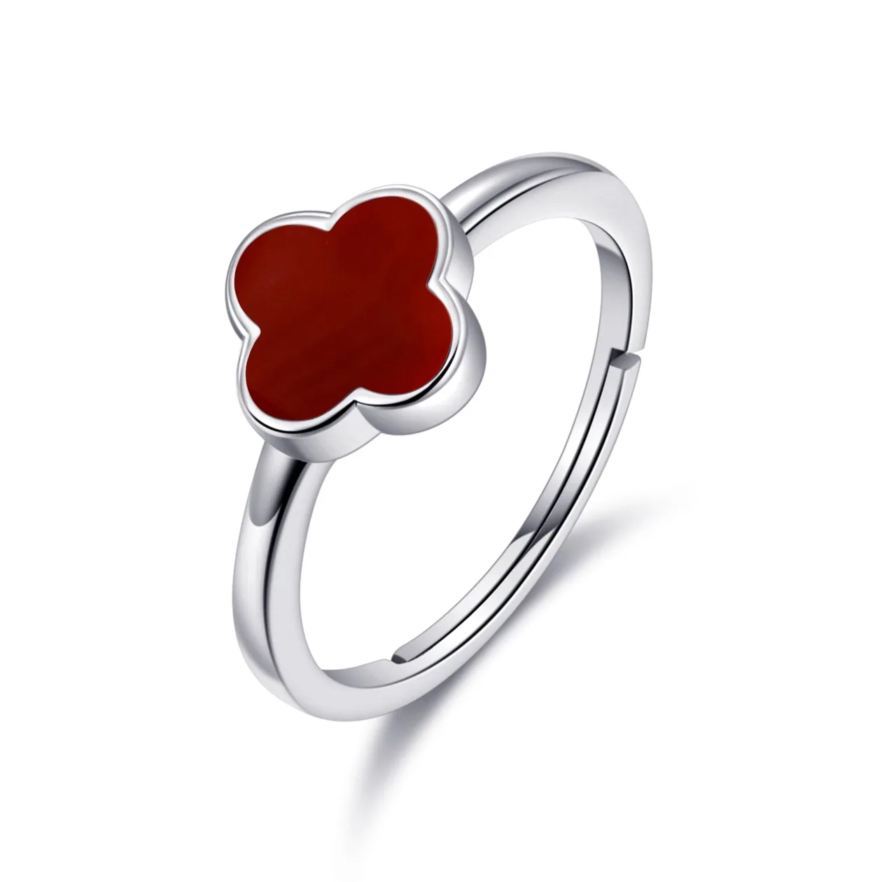 Carnelian Gemstone Adjustable Clover Ring: the shop's own photo