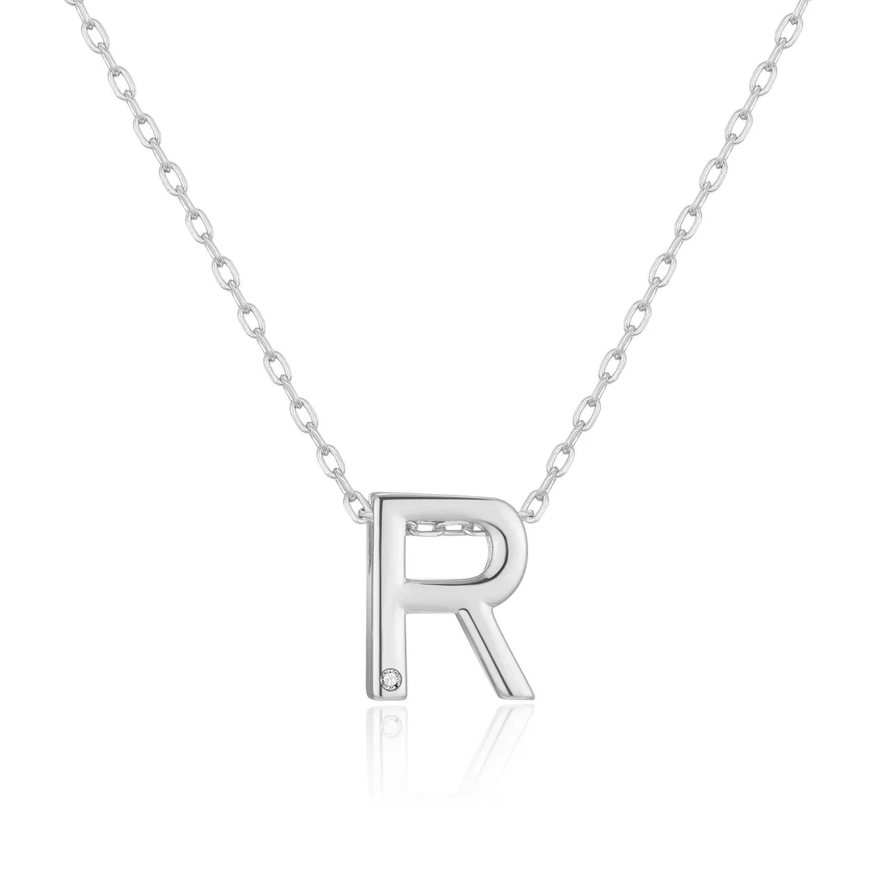 Customisable Initial Necklace (A-Z) with Option of Birthstone Charm - R: the shop's own photo