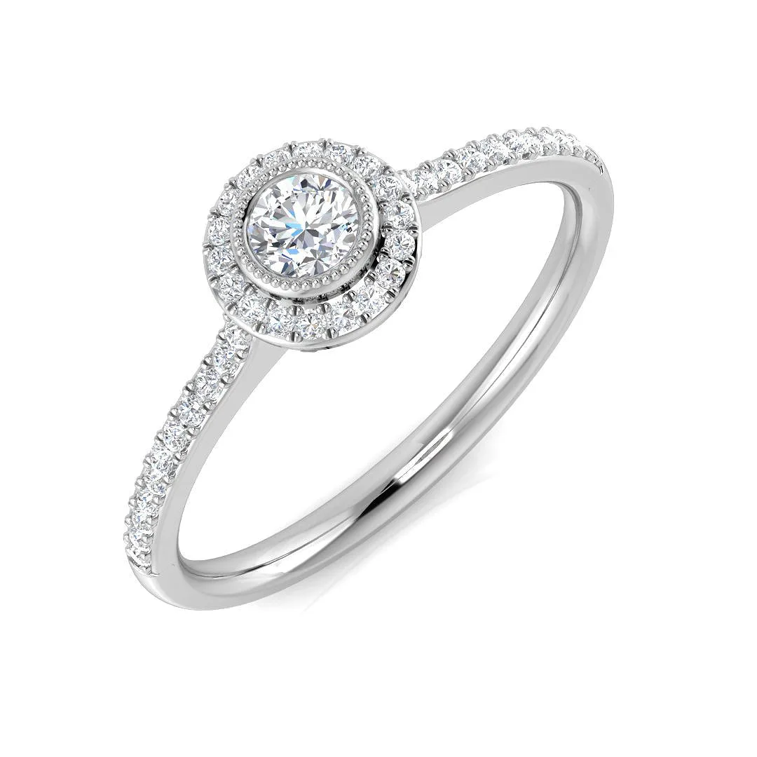 Natural Round Cut Diamond Halo Engagement Ring - Lab-Grown Diamond / 0.50 Carat / 18k Yellow Gold: the shop's own photo