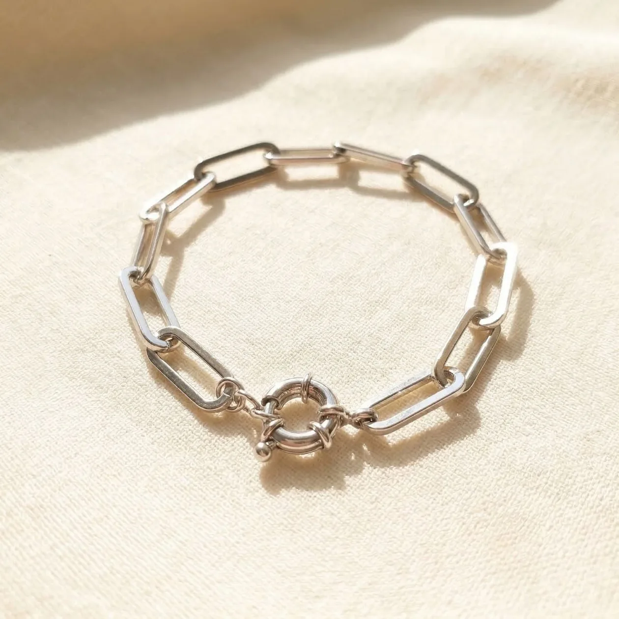 Silver Tone Rhodium Filled Plain Paperclip Bracelet: the shop's own photo