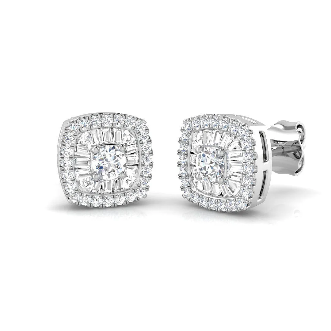 Daisy Diamond Earrings - Baguette & Brilliant Gold Luxury Jewelry 0.5ct - 0.50 Carat / 9k Rose Gold / Lab-Grown Diamond: the shop's own photo