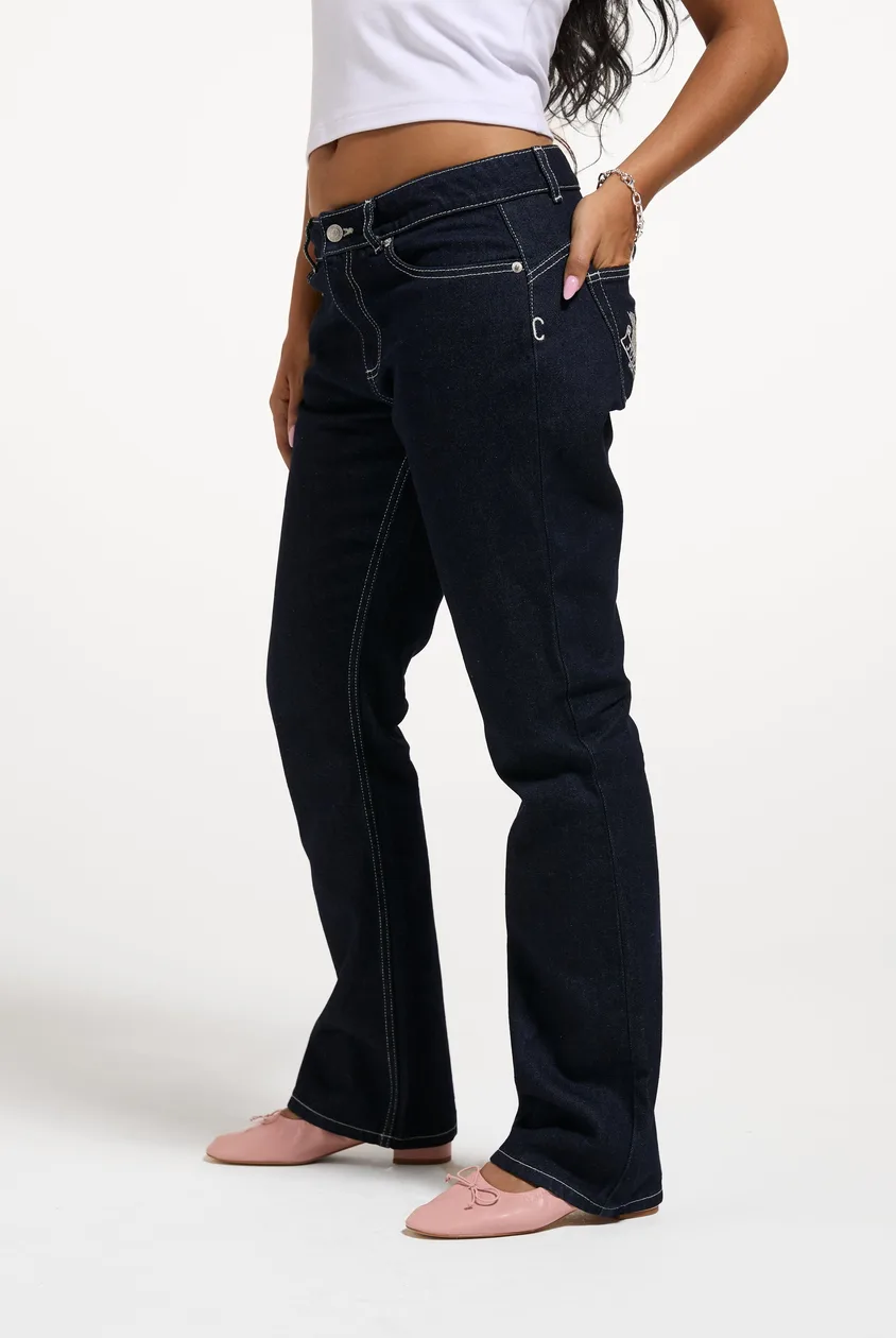 Indigo Denim Dog Crest Bootcut Jeans - W28 / Blue: the shop's own photo