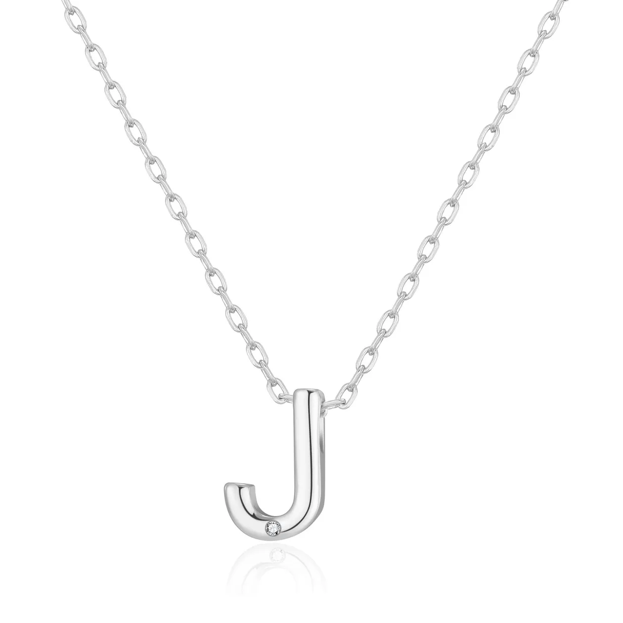 Customisable Initial Necklace (A-Z) with Option of Birthstone Charm - J: the shop's own photo