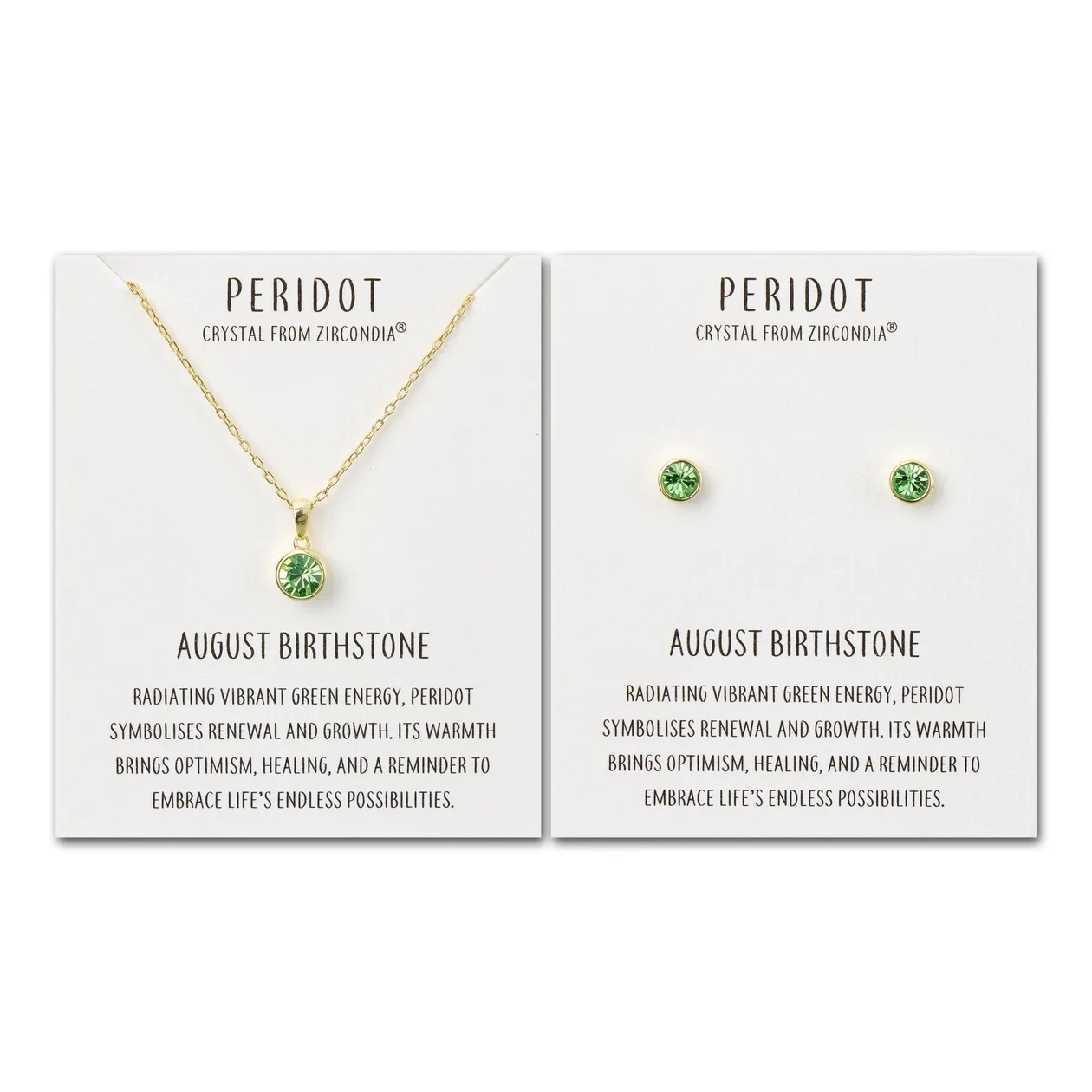 18k Gold Plated August (Peridot) Birthstone Necklace & Earrings Set Created with Zircondia® Crystals: the shop's own photo