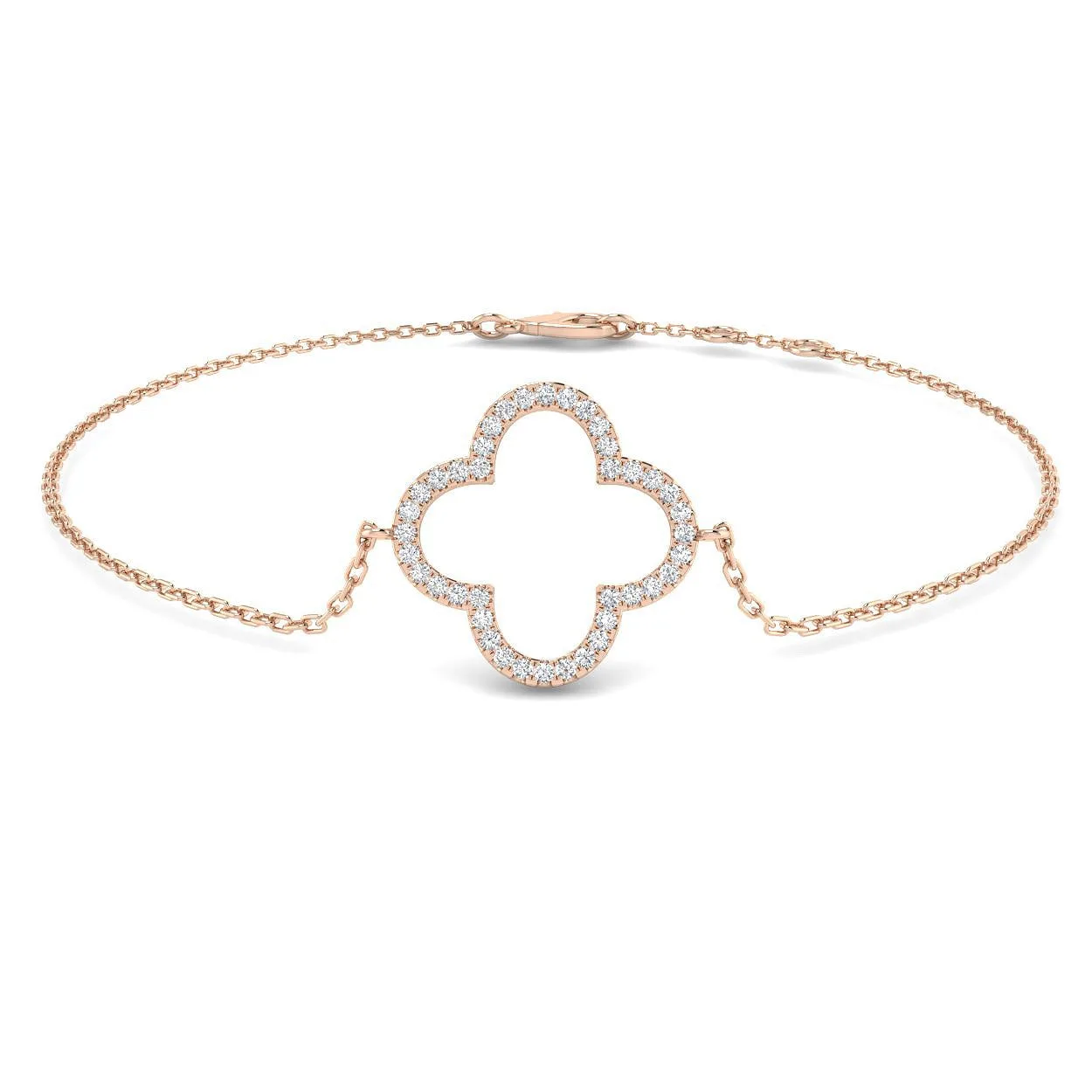 Clover Style Diamond Chain Bracelet in Gold or Platinum | Lab & Natural Diamonds - 18k Yellow Gold / 0.15 Carat / Lab Grown Diamond: the shop's own photo