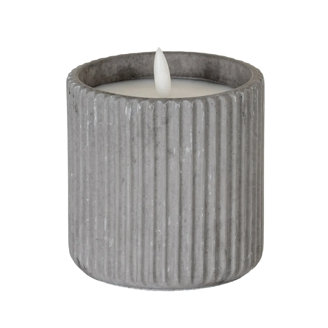 Luxe Collection Natural Glow Grey Ribbed Large Led Candle: the shop's own photo