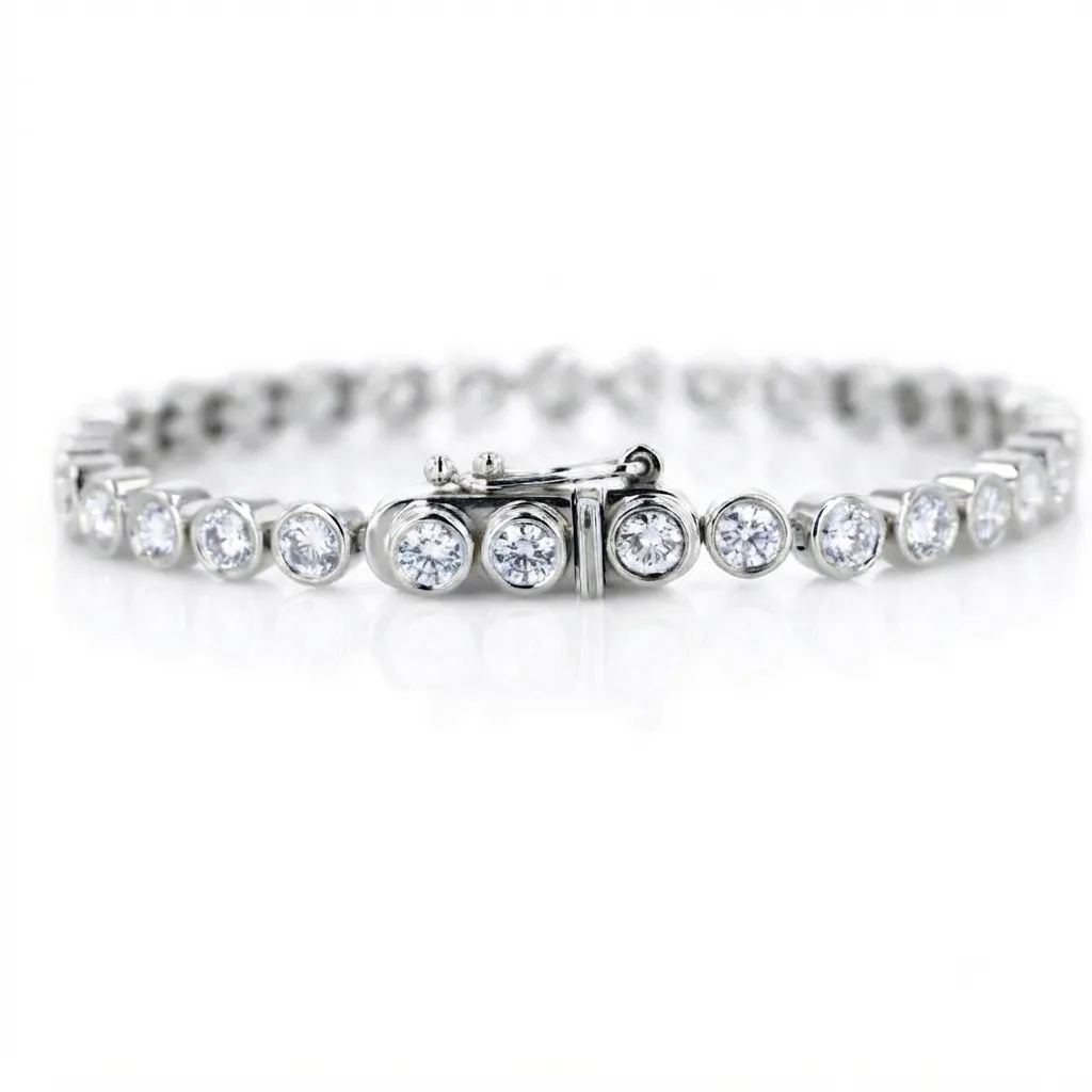 Bezel Set Diamond Tennis Bracelet – 2.50ct to 8.00ct | UK Hallmarked Gold - 18k Yellow Gold / 3.00 Carat / Lab Grown Diamond: the shop's own photo