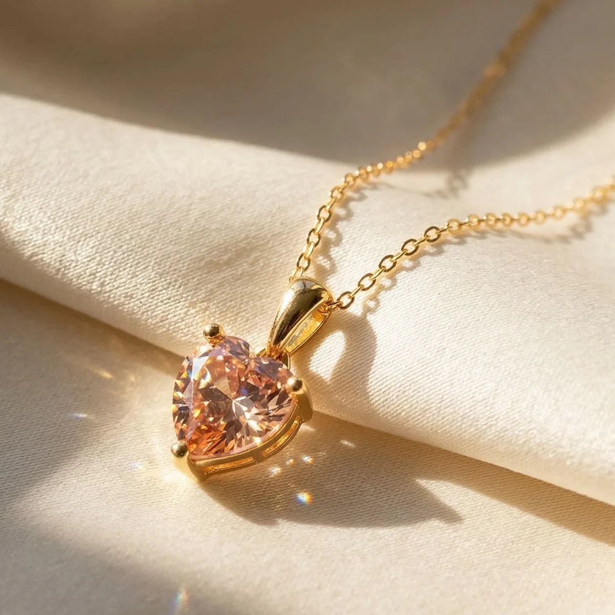 Citrine November Birthstone Love Heart Pendant Necklace: the shop's own photo