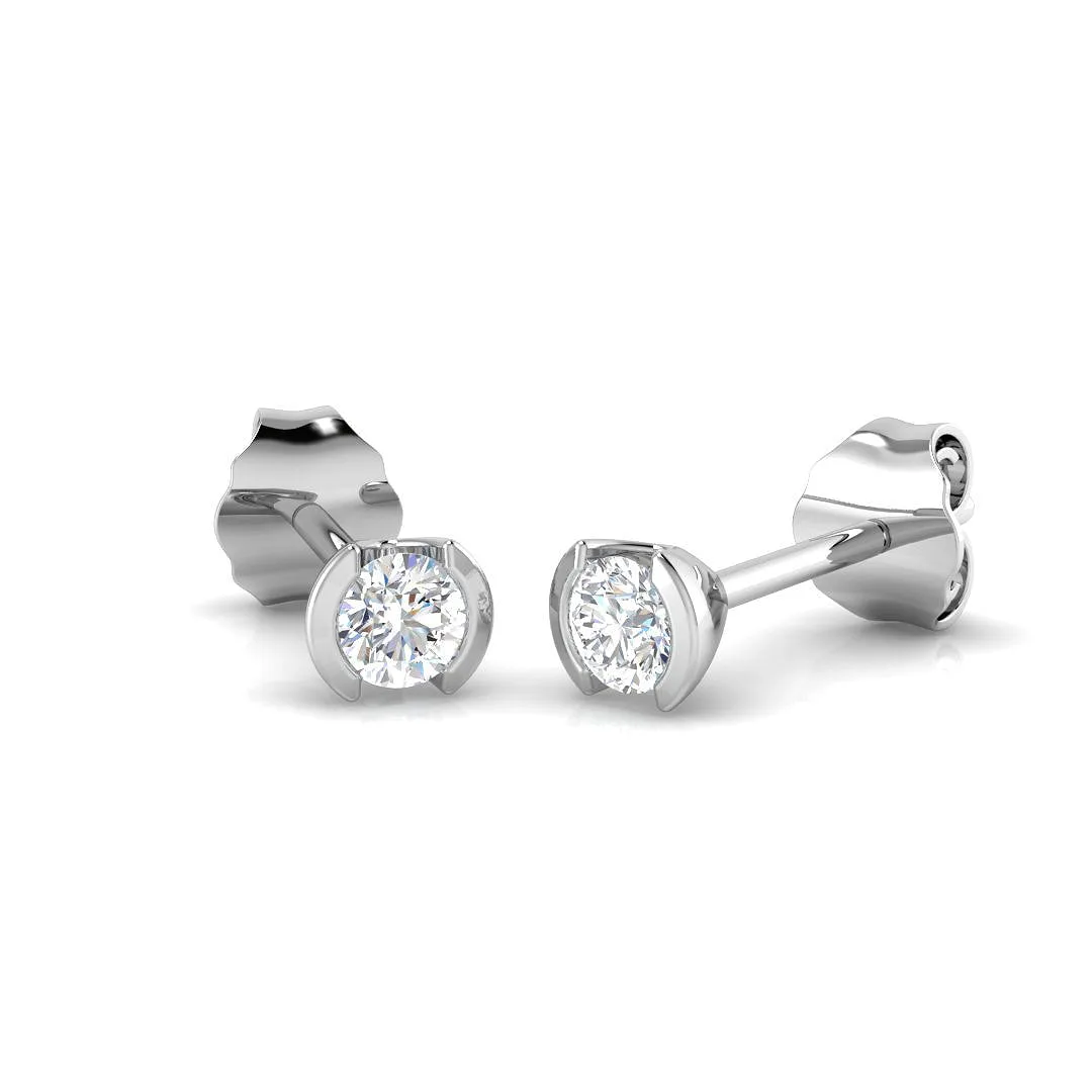 Solitaire Diamond Earrings with Lab Grown Round Cut - 0.20ct Gold - 0.33 Carat / Lab Grown Diamond(D-VVS) / 9k White Gold: the shop's own photo
